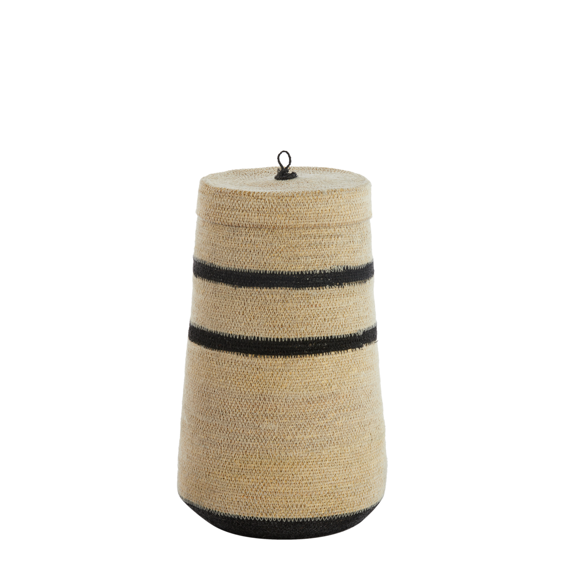 Juego de 2 cestas con tapa BELLAGIO, crema/negro Ø26x45+Ø33x52cm