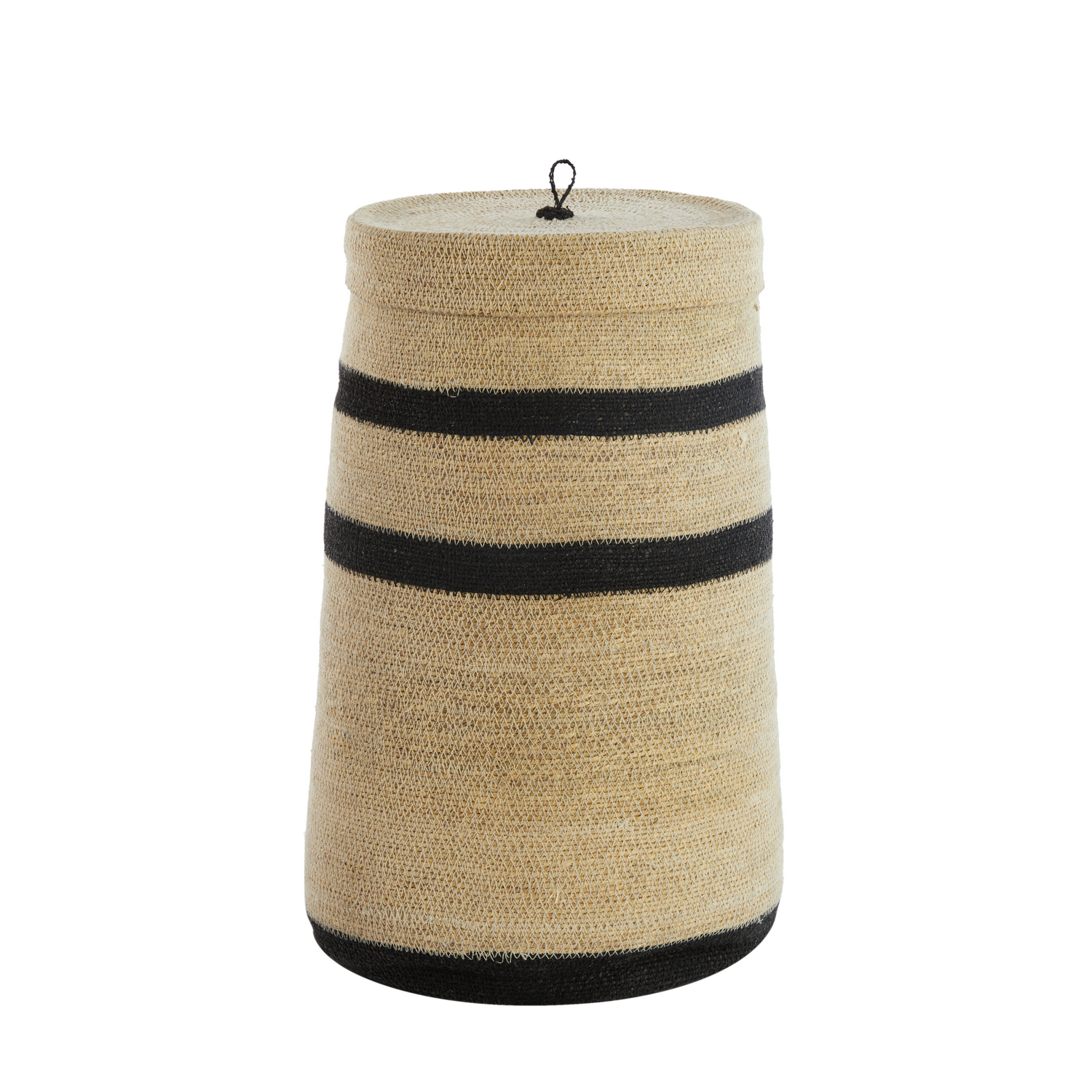 Baskets set of 2 with lid BELLAGIO, cream/black Ø26x45+Ø33x52cm
