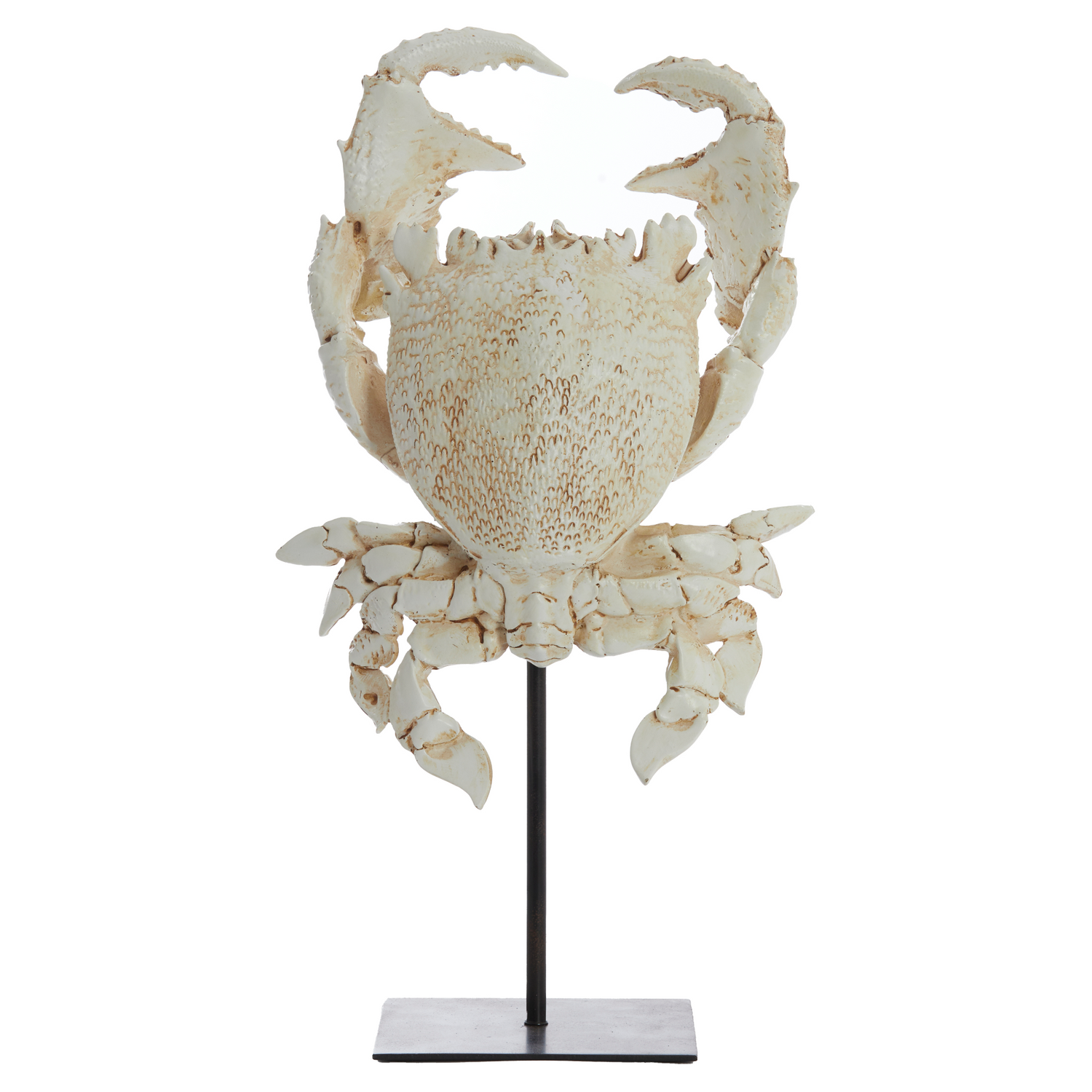 Deko-Ornament "Crab" von Light & Living in gebrochenem Weiß auf Fuß