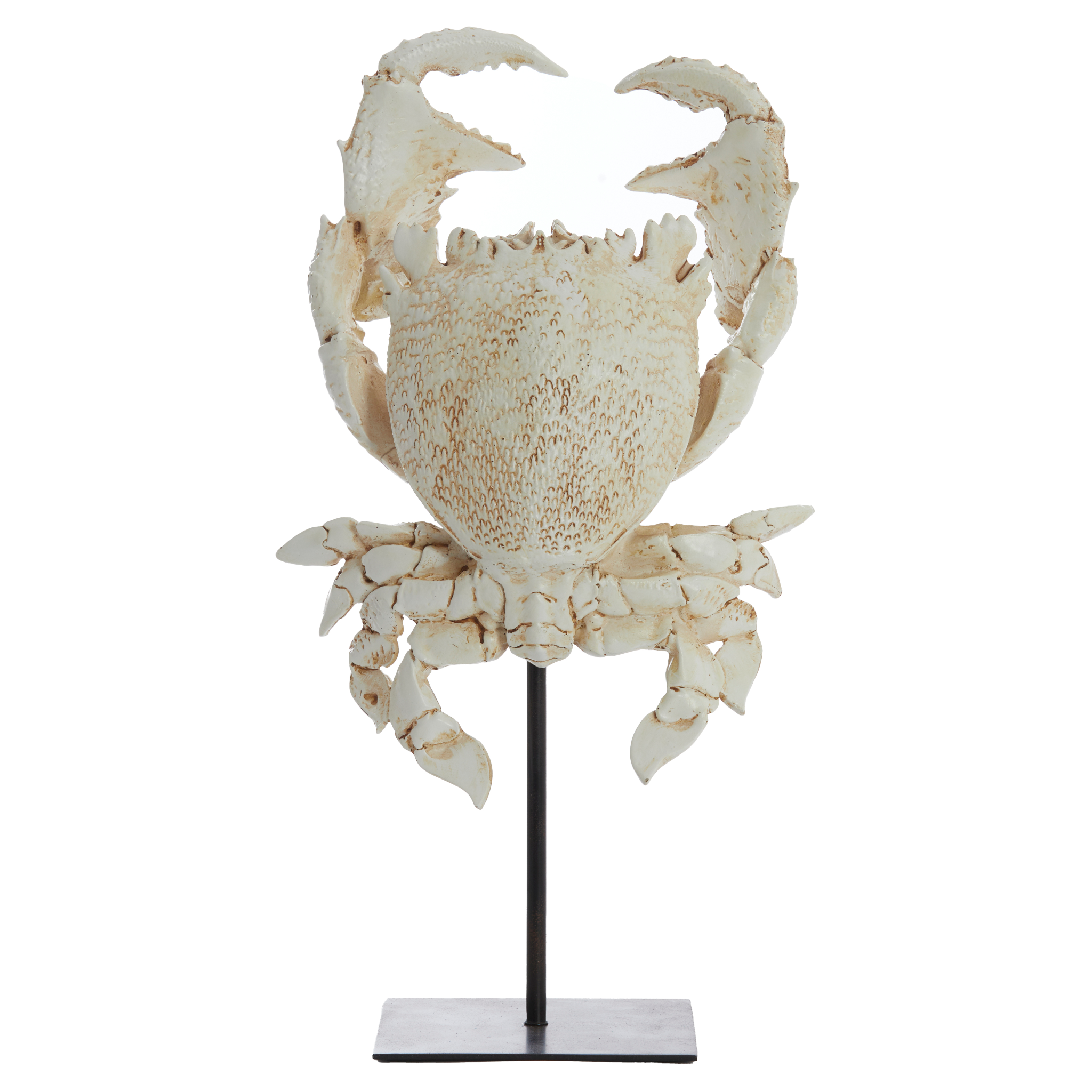 Deko-Ornament "Crab" von Light & Living in gebrochenem Weiß auf Fuß