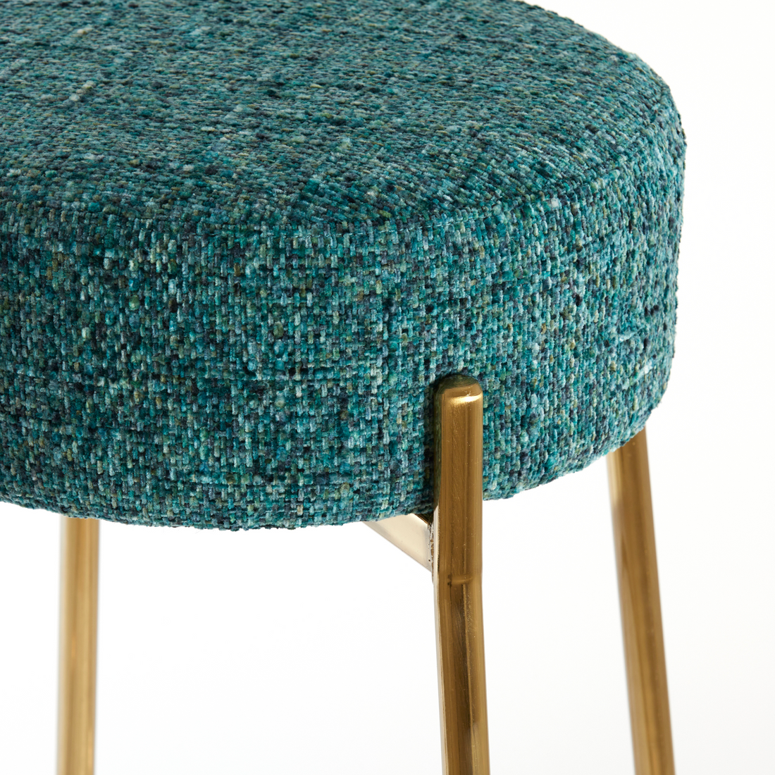 Stylischer LOKVA Barhocker in Grün mit goldenem Gestell