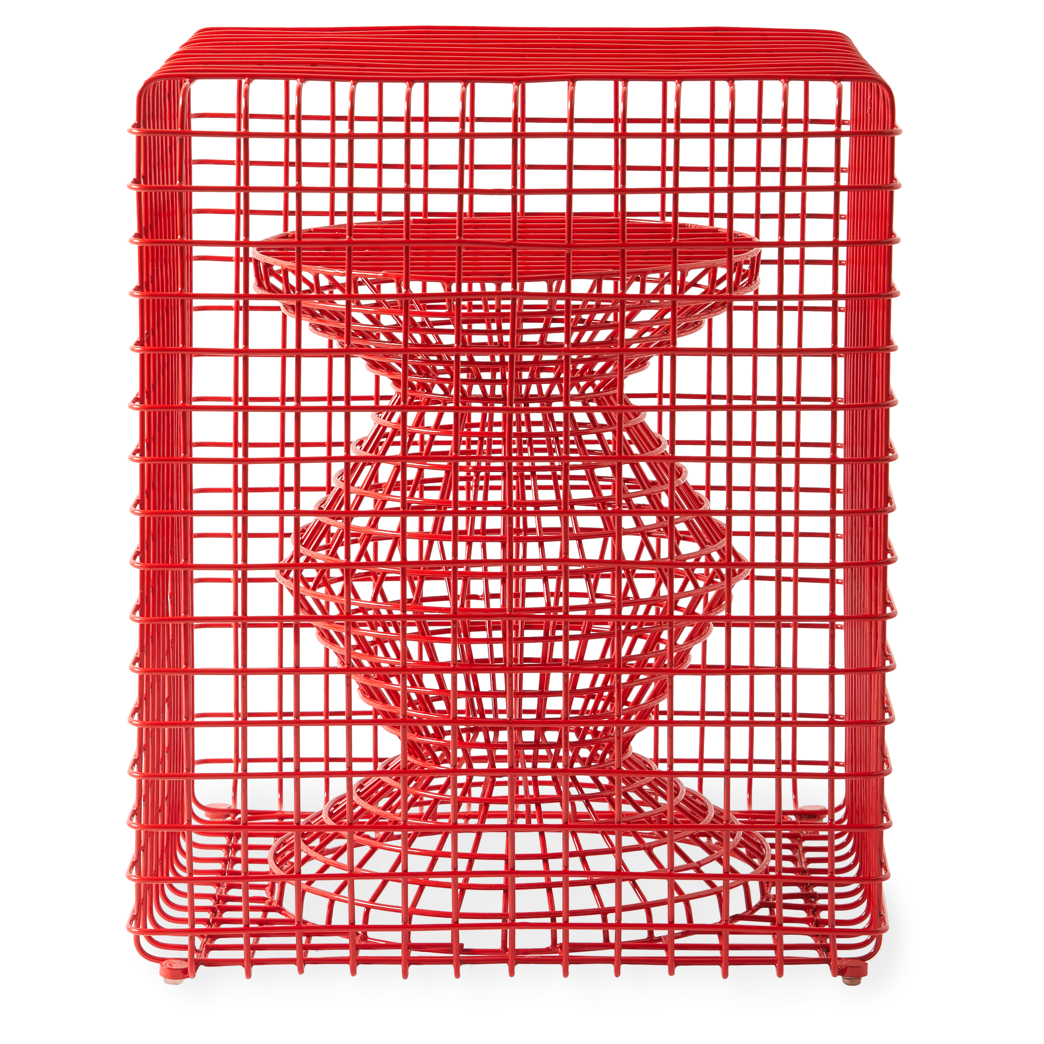 Pols Potten Wire Zig Zag Hocker in Korallenrot