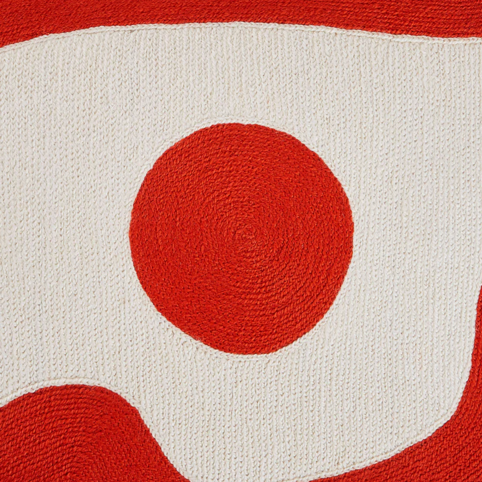 Cushion OJAI CURVES, red-white, hand-embroidered