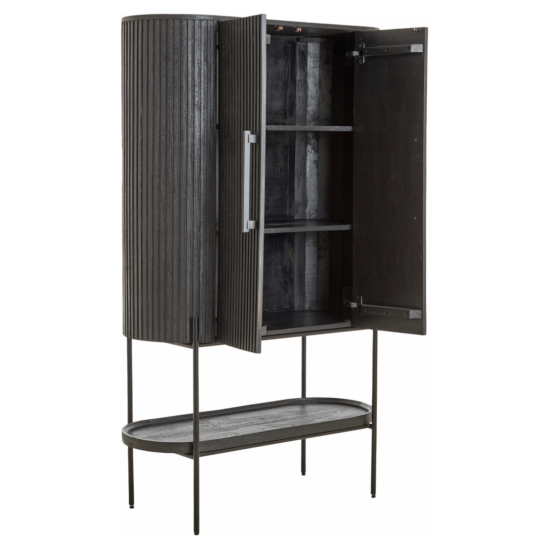 Schwarzer Design-Schrank aus Mango-Holz – DUMOSI