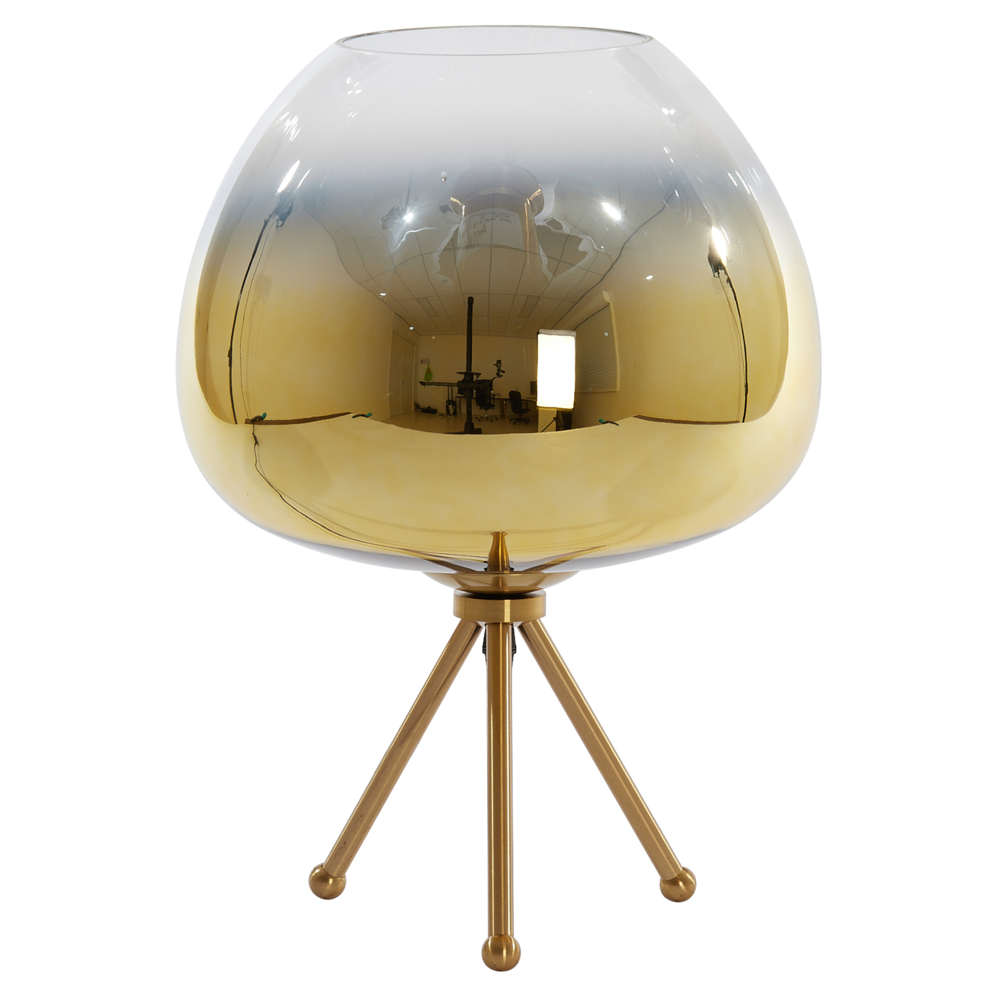 Tischleuchte MAYSON in Gold mit transparenter und goldener Glaskuppel