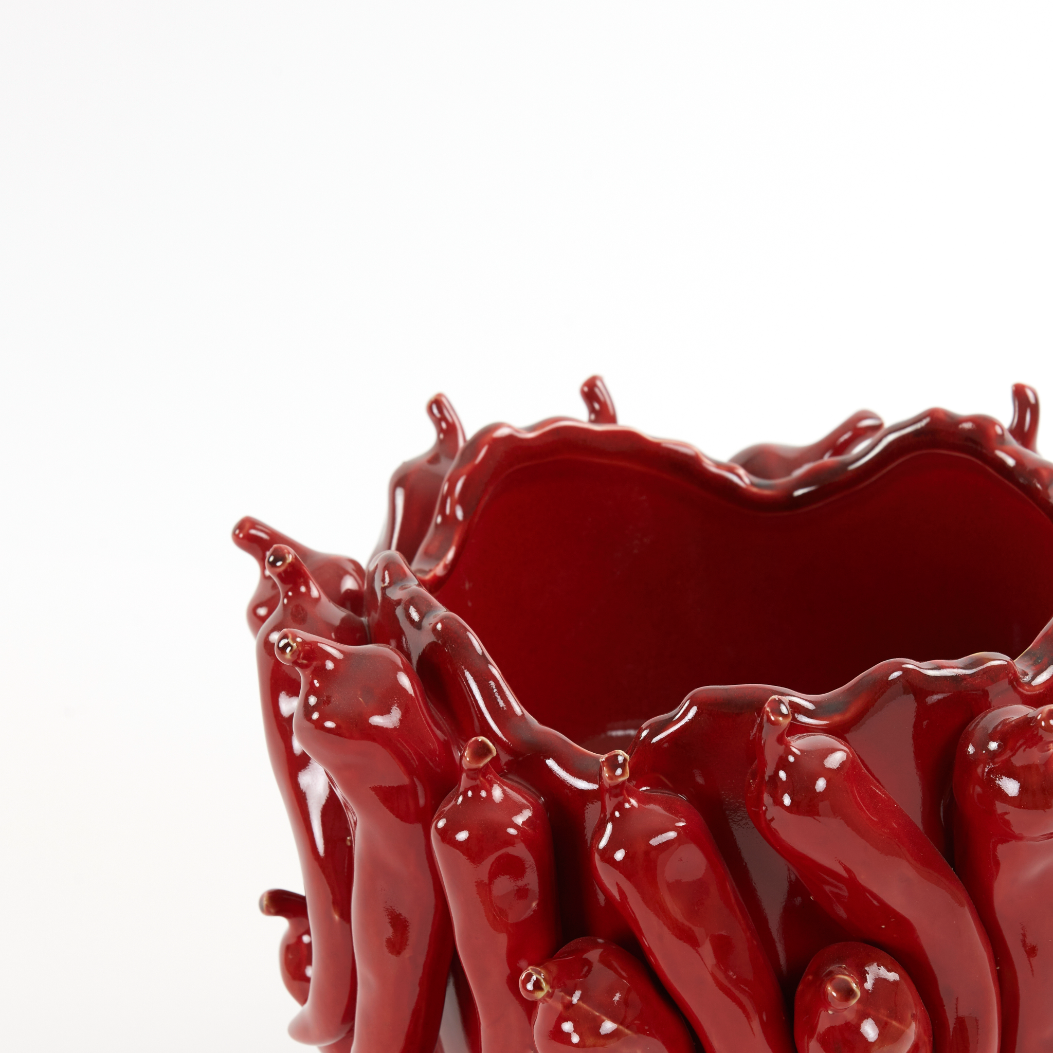 Stilvolle rote Vase in Paprika-Optik