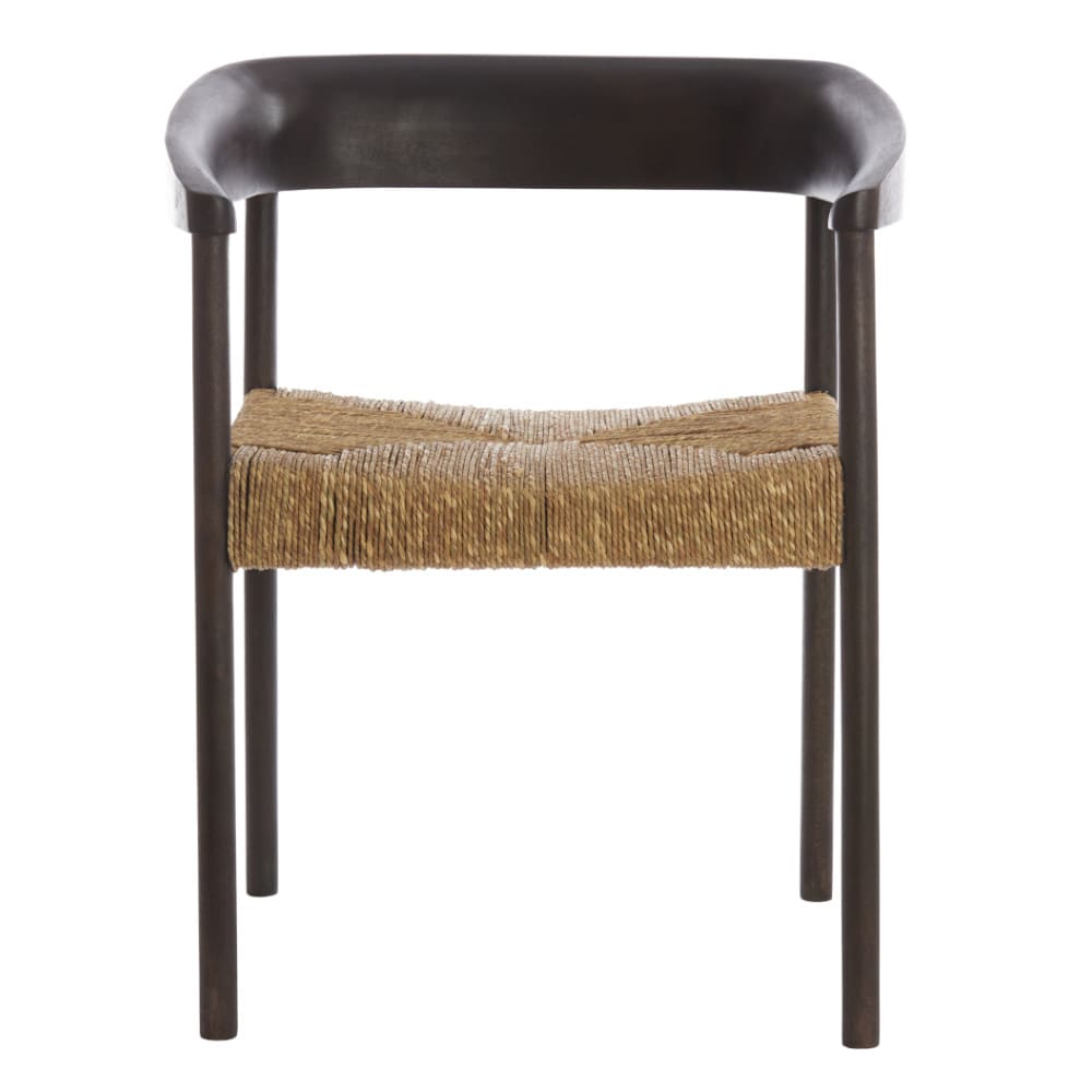 Armlehnstuhl DELMAR braun und Seegras-Geflecht 60,5x57x76,5 cm