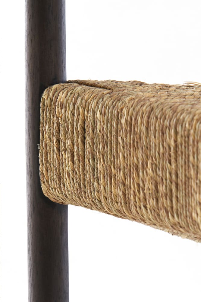Armlehnstuhl DELMAR braun und Seegras-Geflecht 60,5x57x76,5 cm