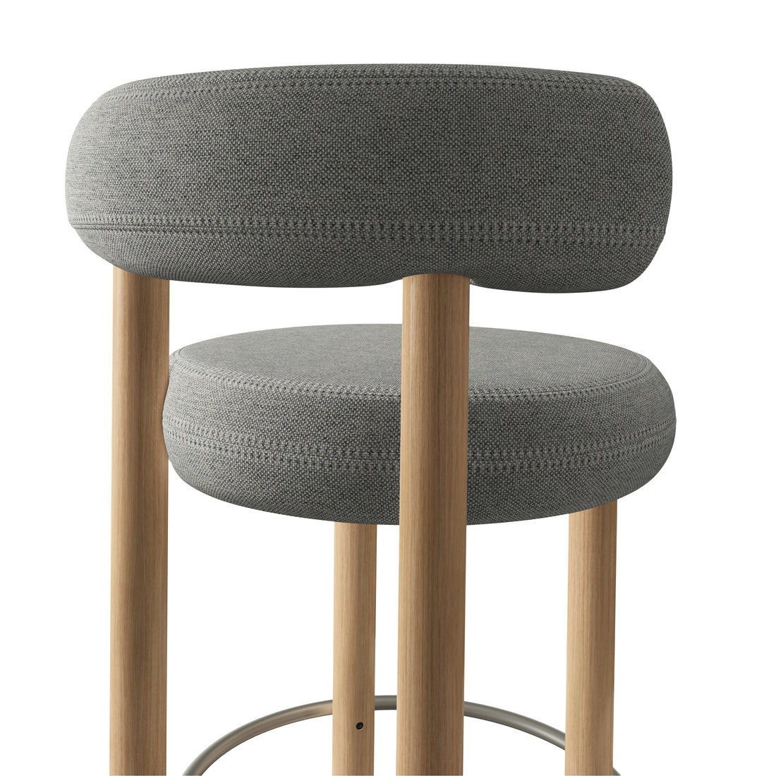 Fat Bar Stool 75 cm – Natural Wood & Kvadrat Hallingdal Light Grey