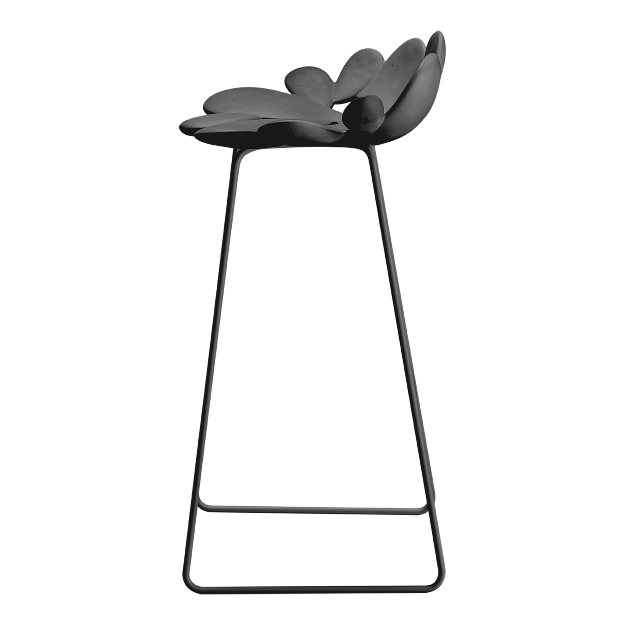 Skulpturaler Hocker mit schwarzem Polyethylen-Sitz