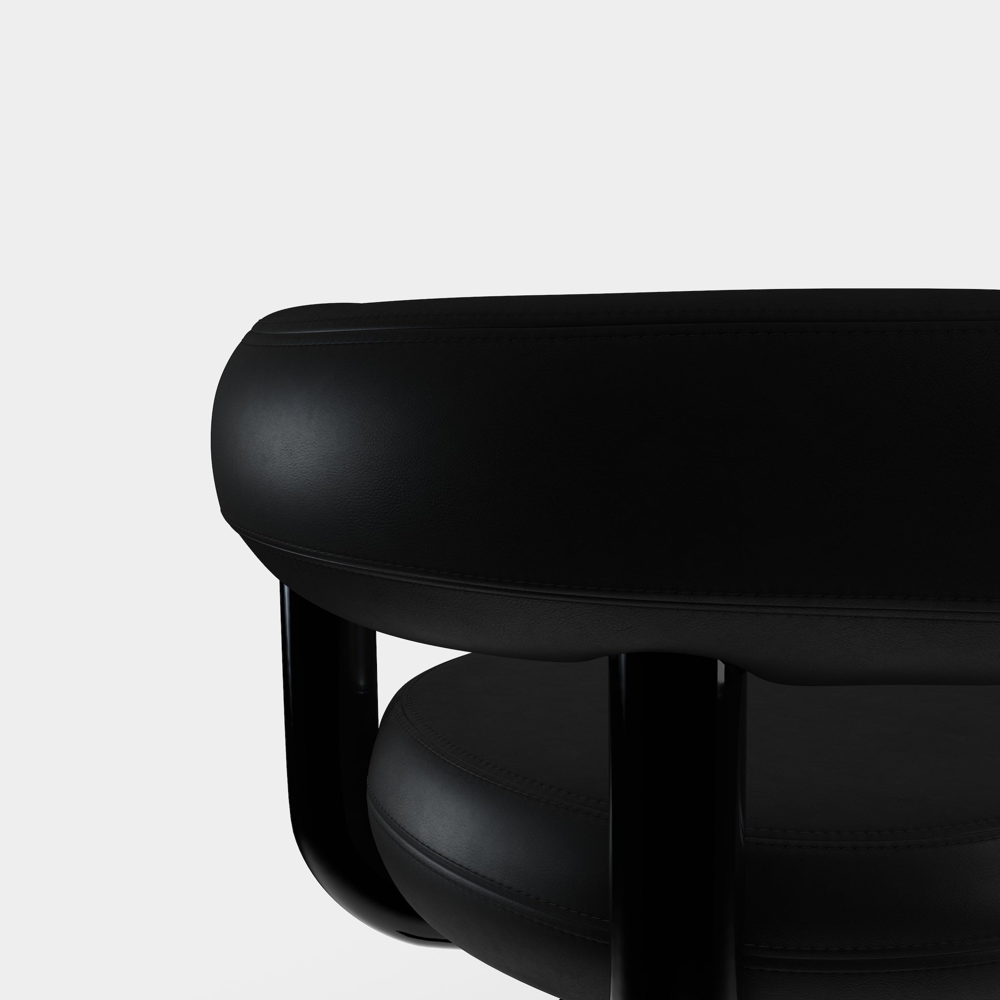 Fat Work Chair Black Leather – Gepolsterter Design Bürostuhl mit Rollen