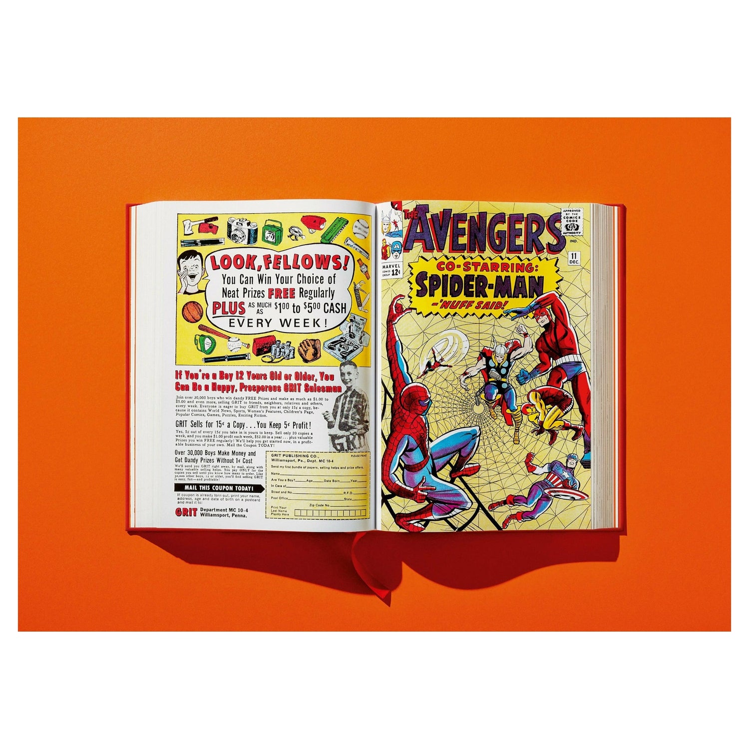 Großaufnahme des Schutzumschlags mit Avengers-Motiven