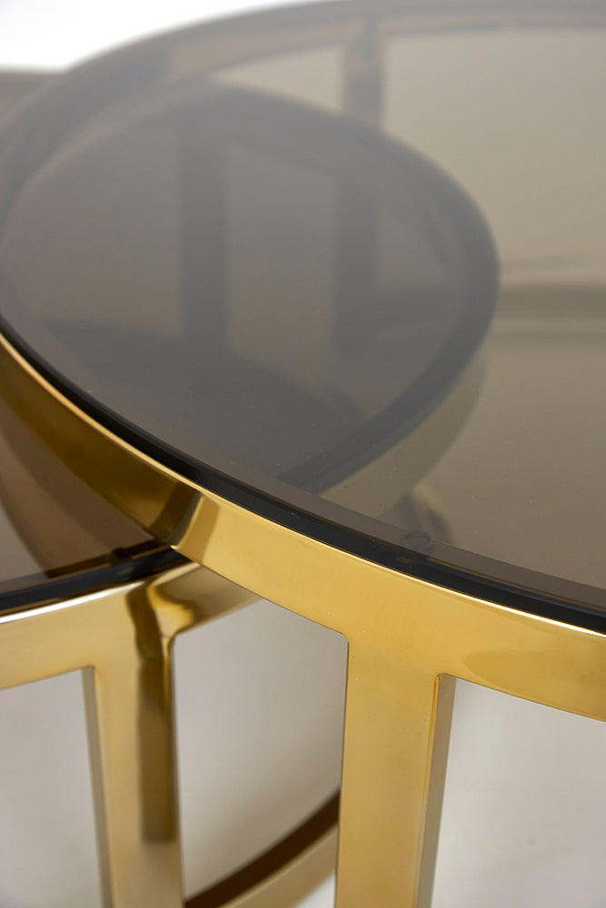 Couchtisch MILAGRO 2er-Set mit Glas und bronzefinish von Light & Living