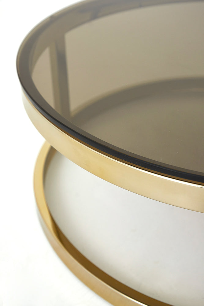 Couchtisch MILAGRO 2er-Set mit Glas und bronzefinish von Light & Living