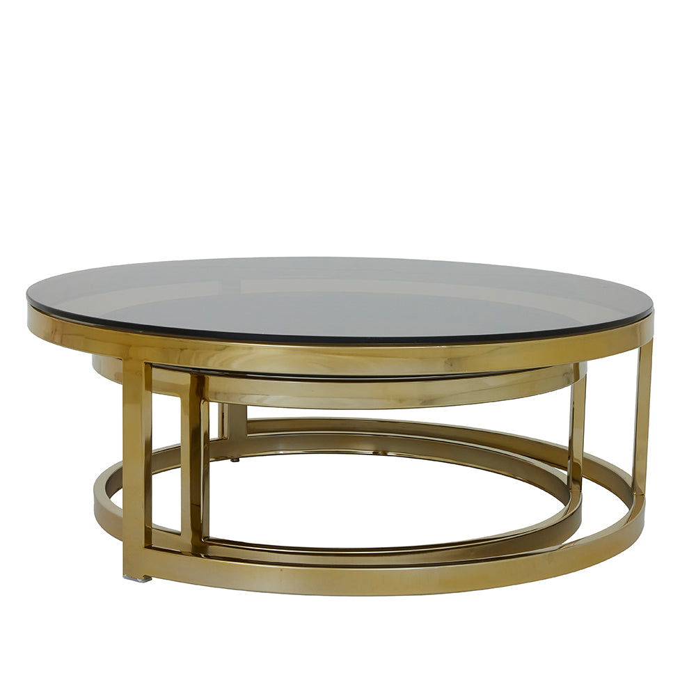 Couchtisch MILAGRO 2er-Set mit Glas und bronzefinish von Light & Living