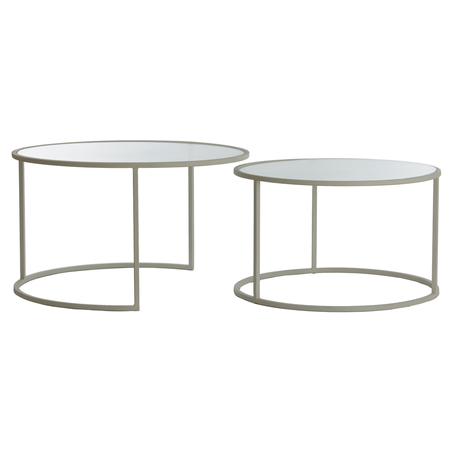 Rundes Couchtisch Set TALCA in Cremeweiß, ideal für moderne Wohnzimmer.