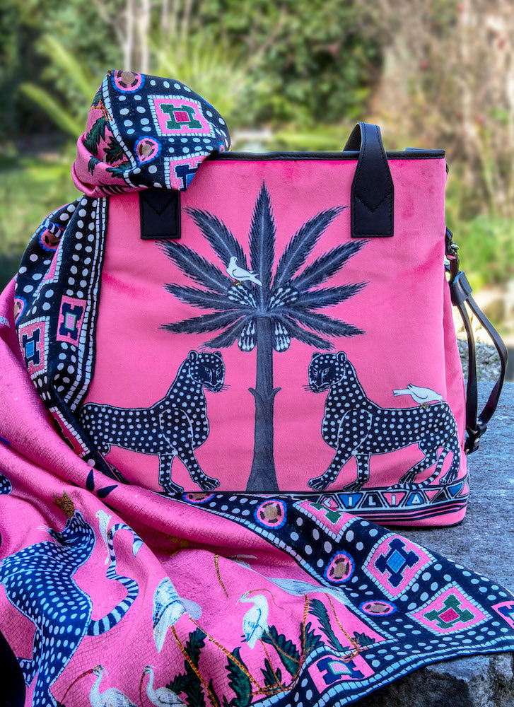 Handtasche Velvet Tote Gattopardo Pink