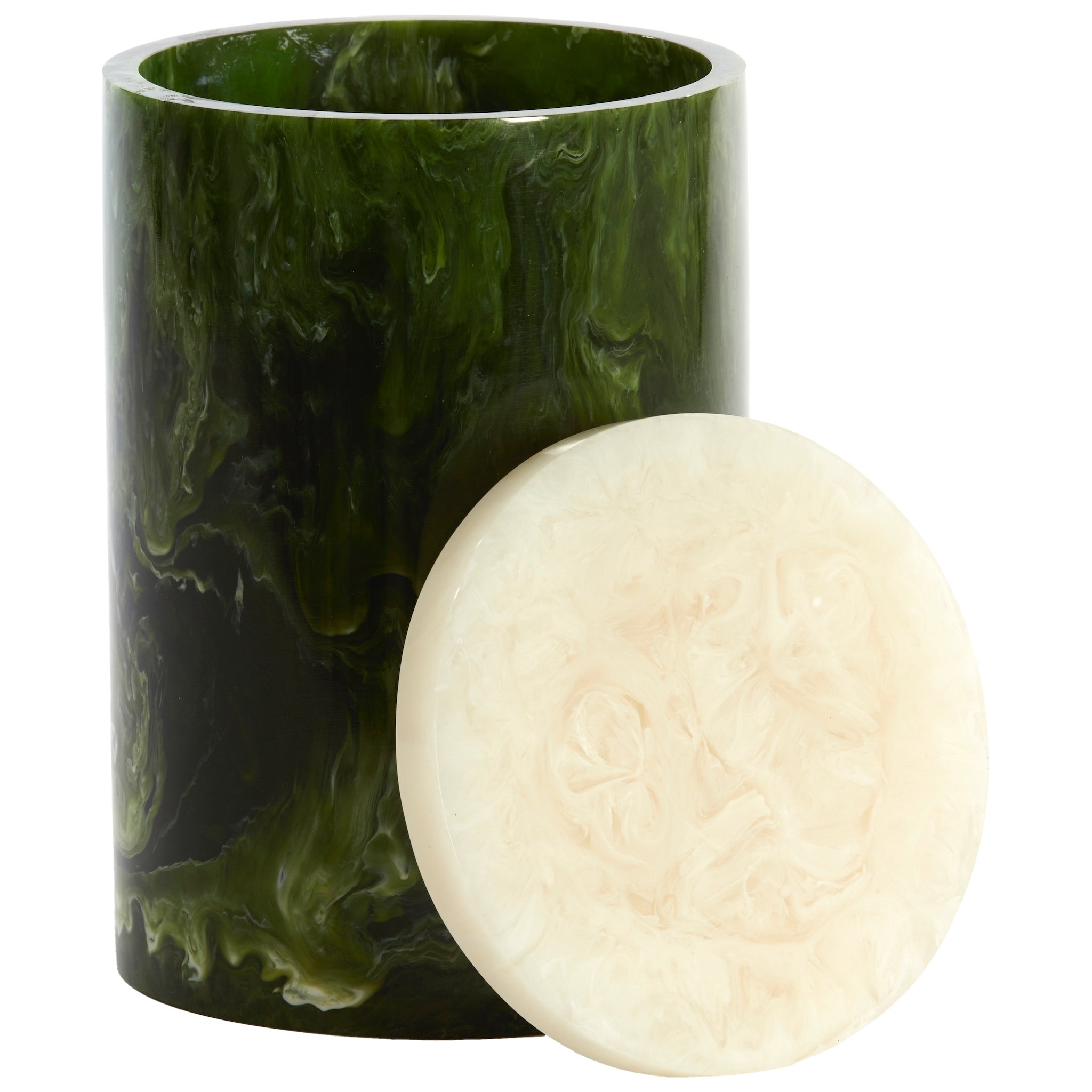 Deko Box mit Deckel KELIMUTU Ø15 × 24 cm – Grün & Weiß