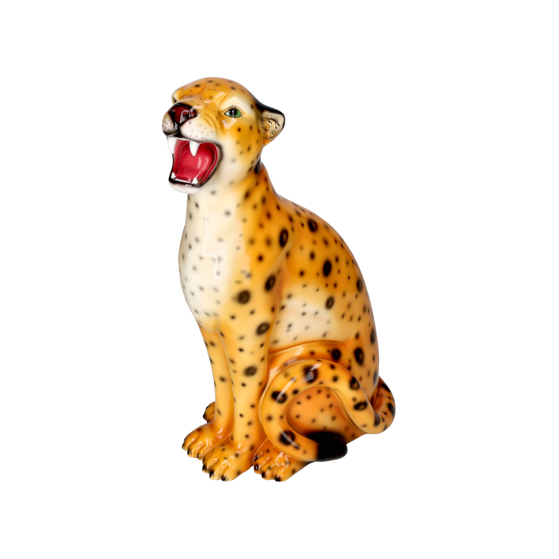 Leuchtend orange Wildcat Leopard Figur aus Polyresin
