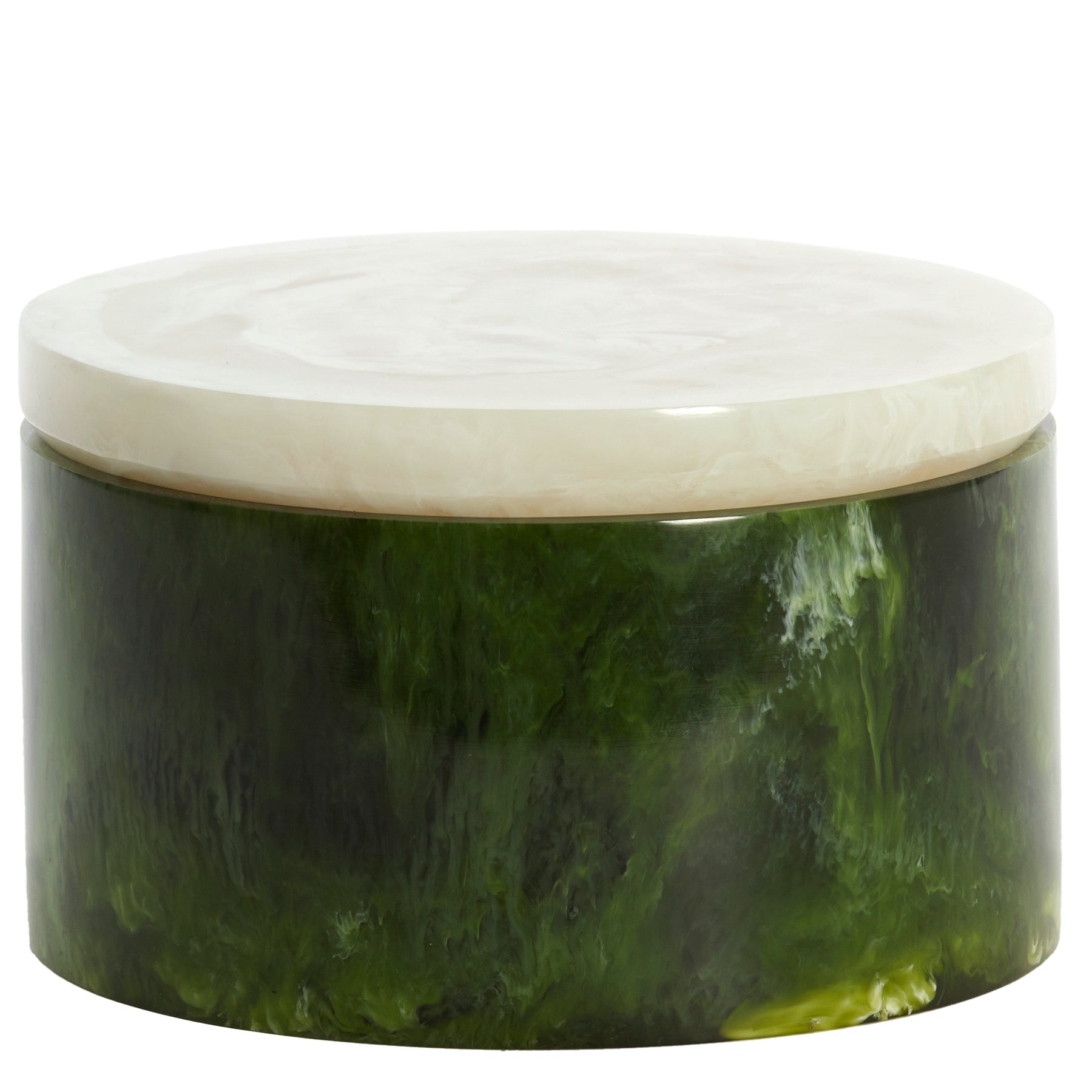 Deko Box mit Deckel KELIMUTU Ø19 × 11,5 cm – Grün & Weiß