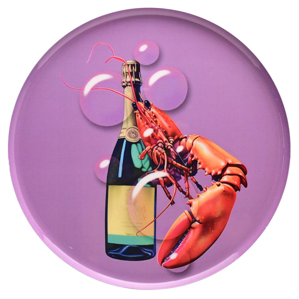 Dekotablett CHAMPAGNER & HUMMER violett