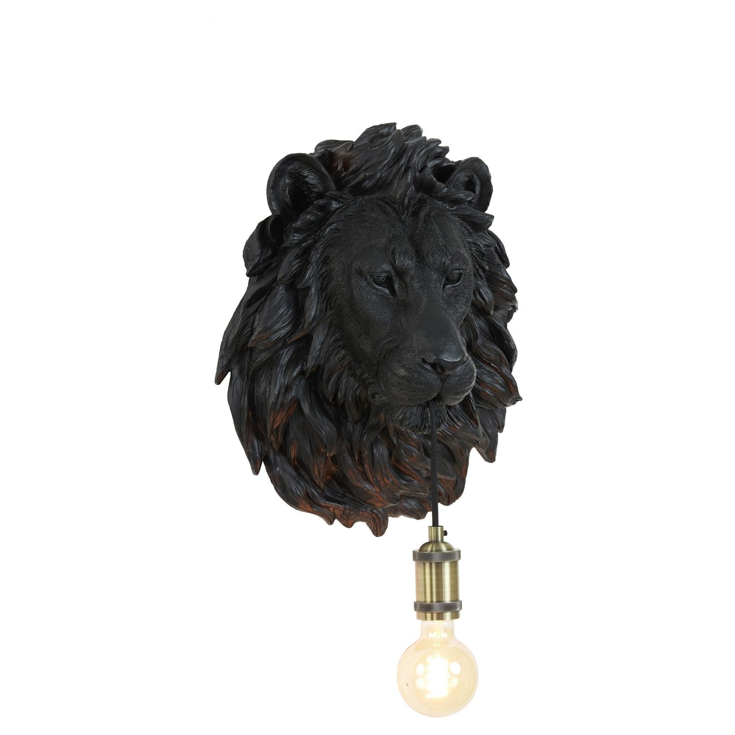 Wandleuchte LION matt schwarz mit Löwenfigur Design