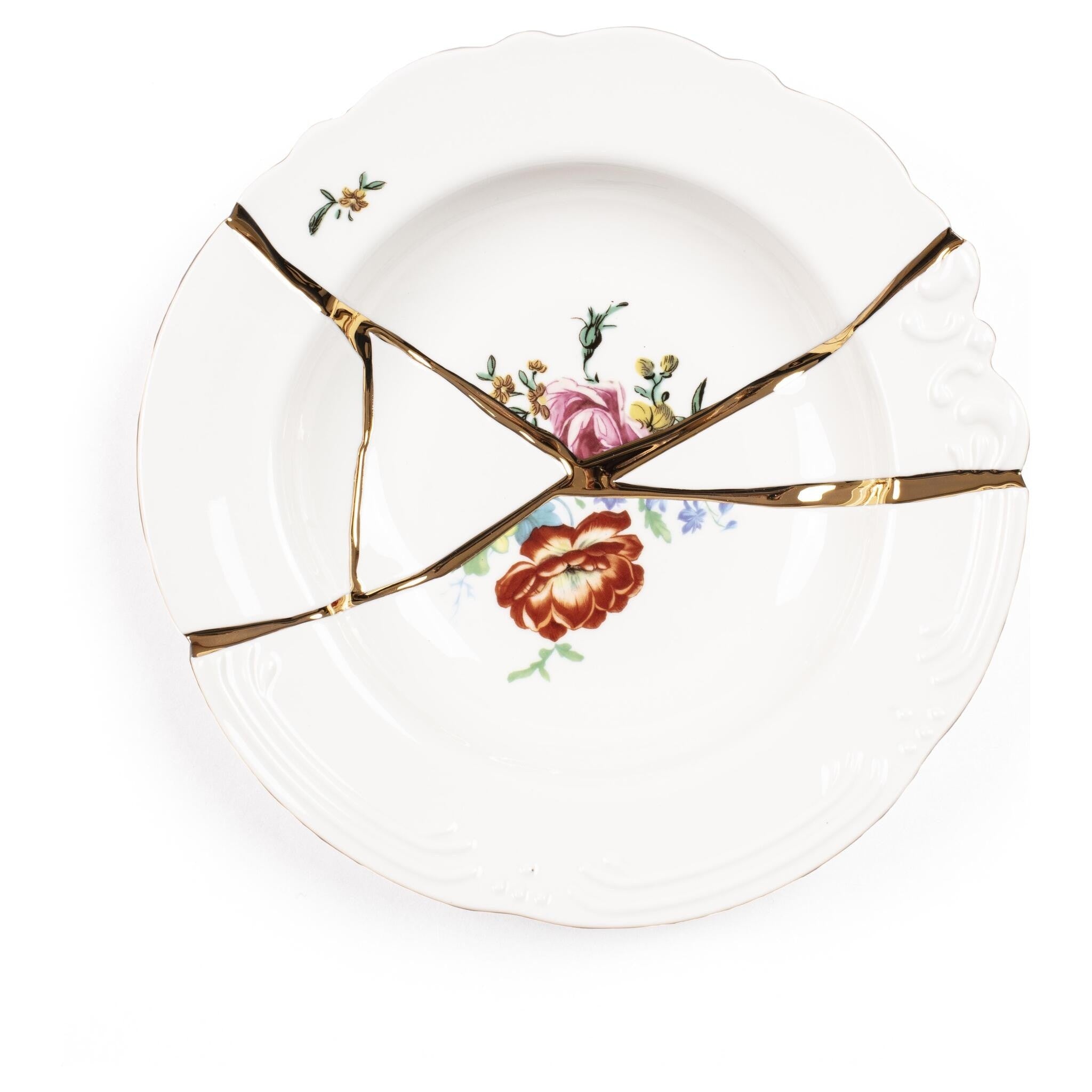Kintsugi Suppenteller mit Goldakzenten für edle Tischkultur