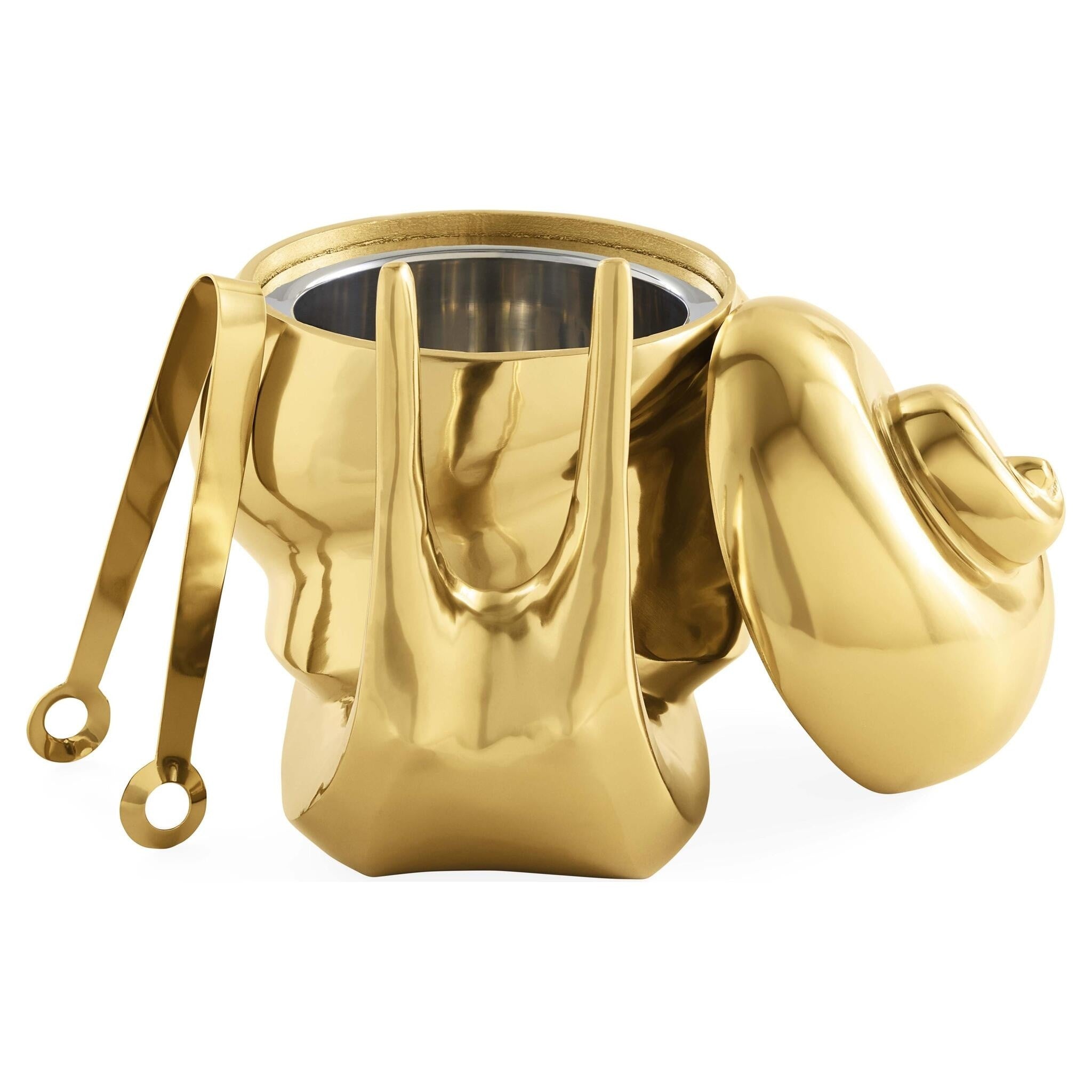 Goldfarbener Schnecken-Eiskühler aus massivem Messing