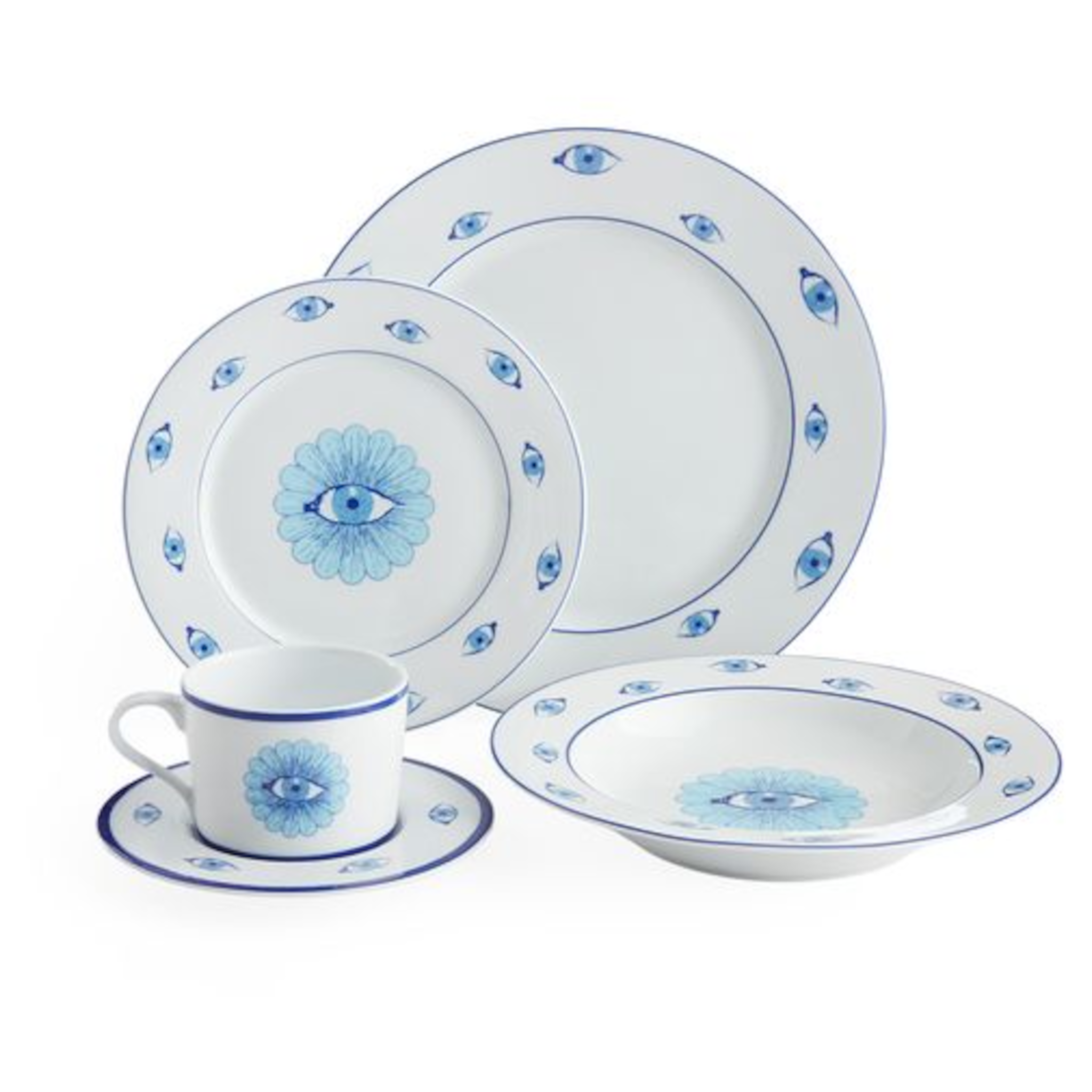 Edler Teller mit Delfter-Blau-Muster und glänzendem Finish