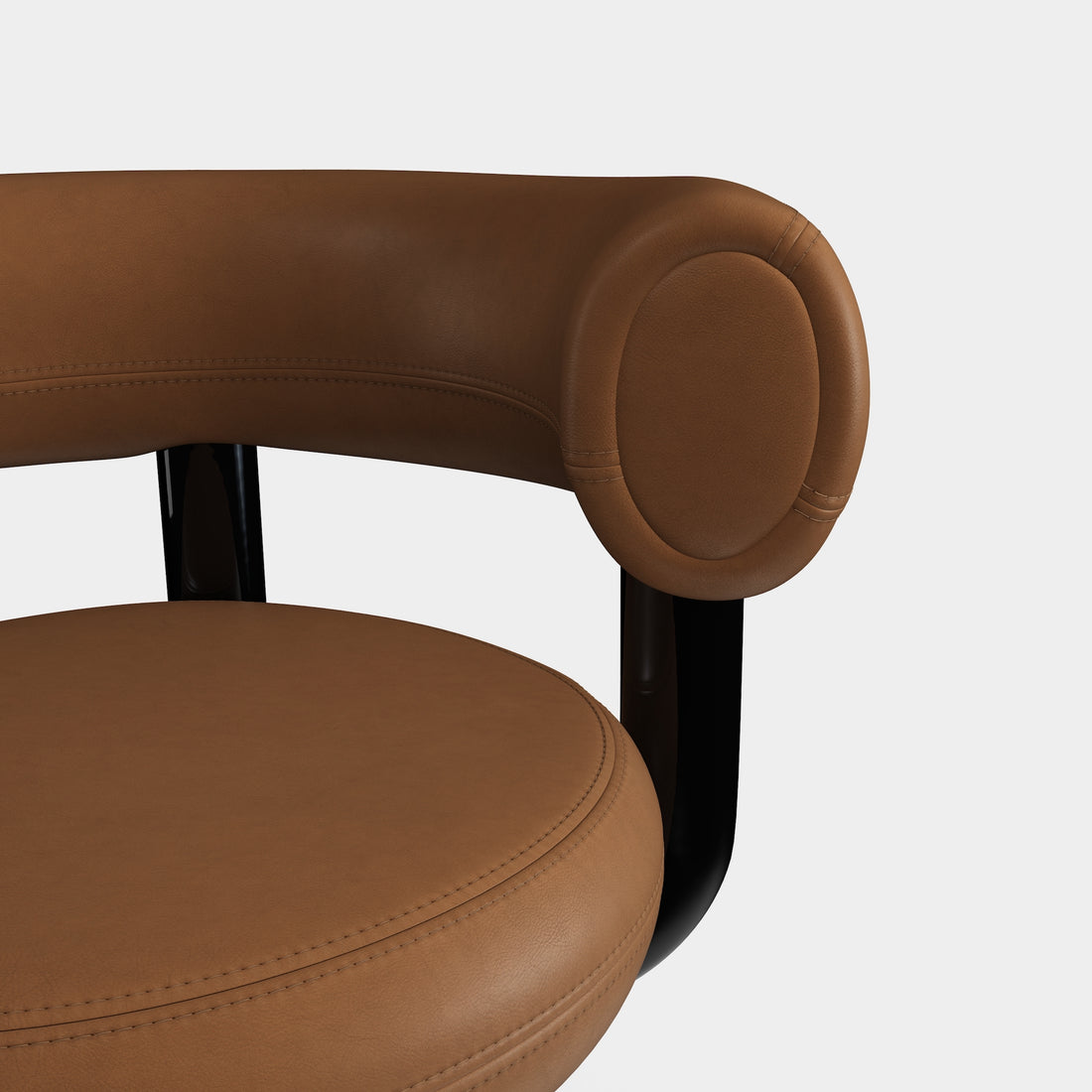 Fat Work Chair Cognac Leder – Gepolsterter Design Bürostuhl mit Rollen