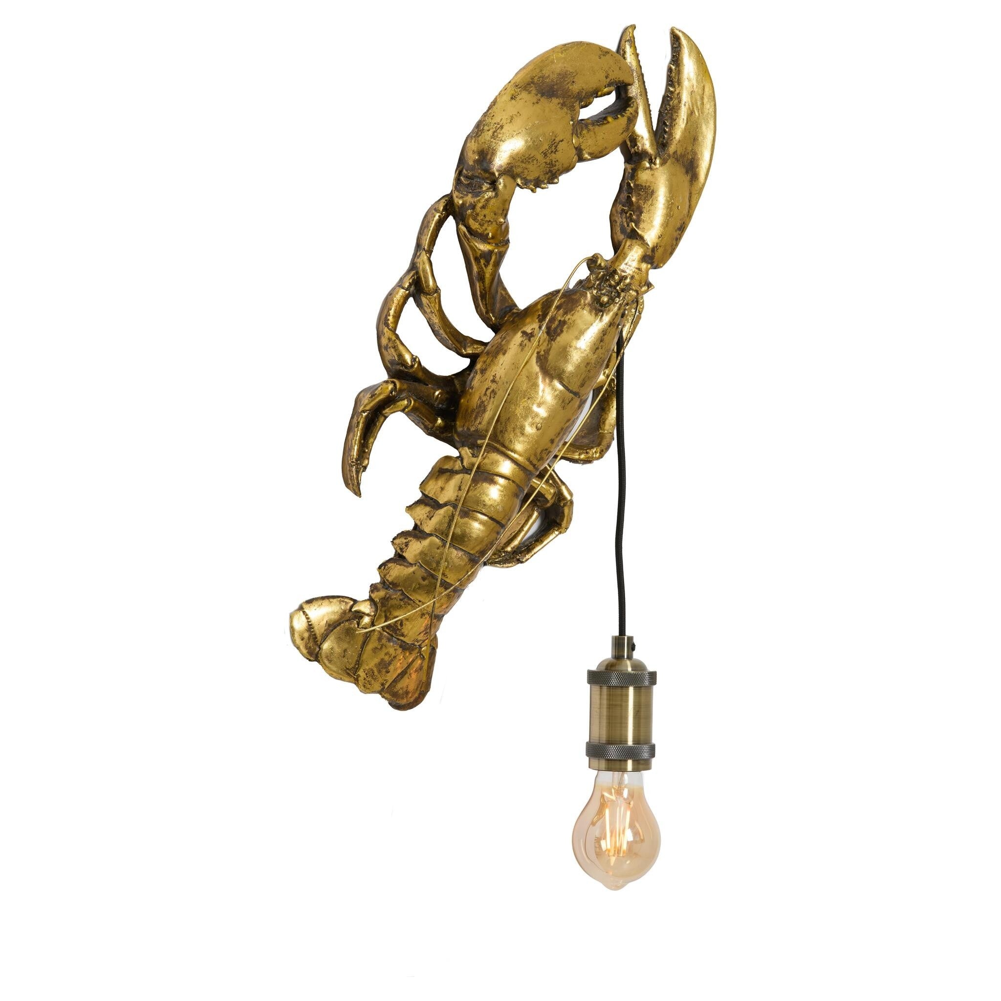 Bronzefarbene LOBSTER Wandleuchte mit Stoffkabel