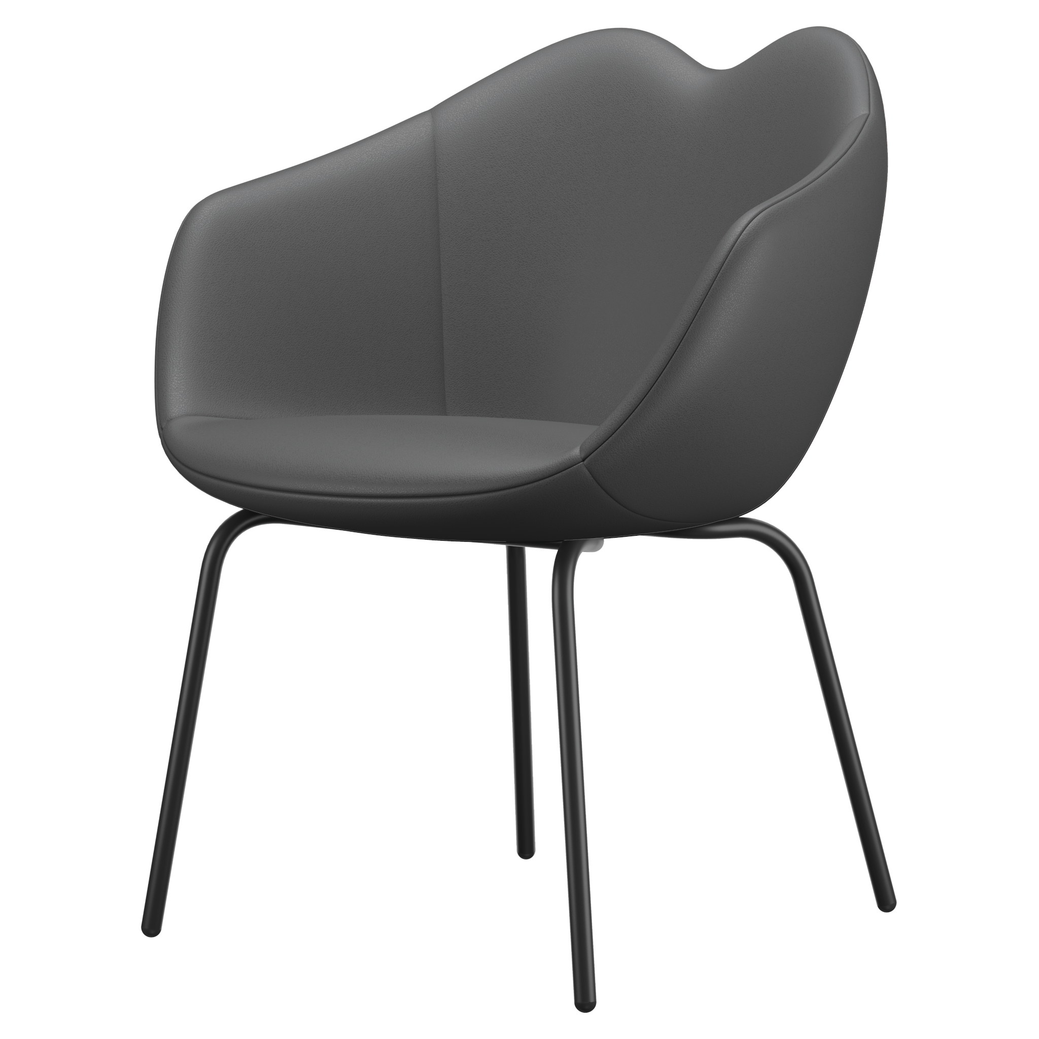 Dining chair XOXO leather four legs dark grey