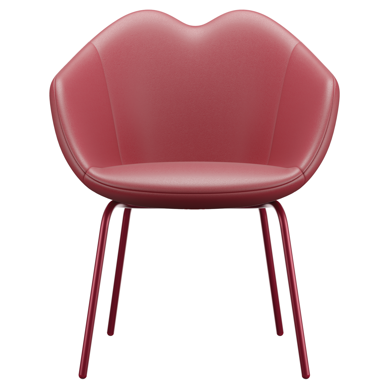 Roter XOXO Esszimmerstuhl mit Lederbezug und markanter Rückenlehne in Lippenform