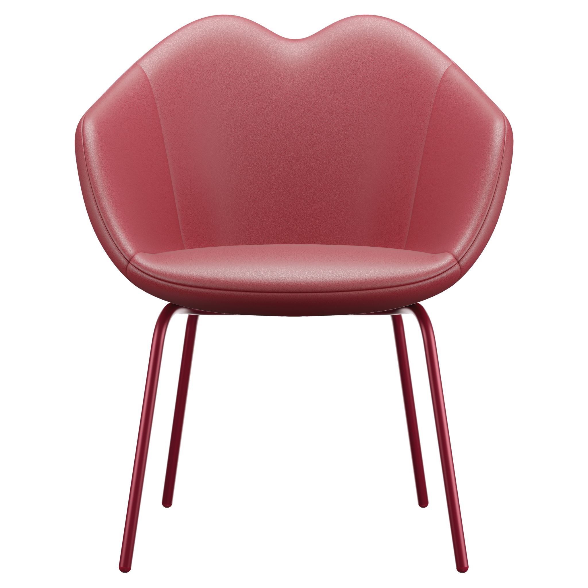 Roter XOXO Esszimmerstuhl mit Lederbezug und markanter Rückenlehne in Lippenform
