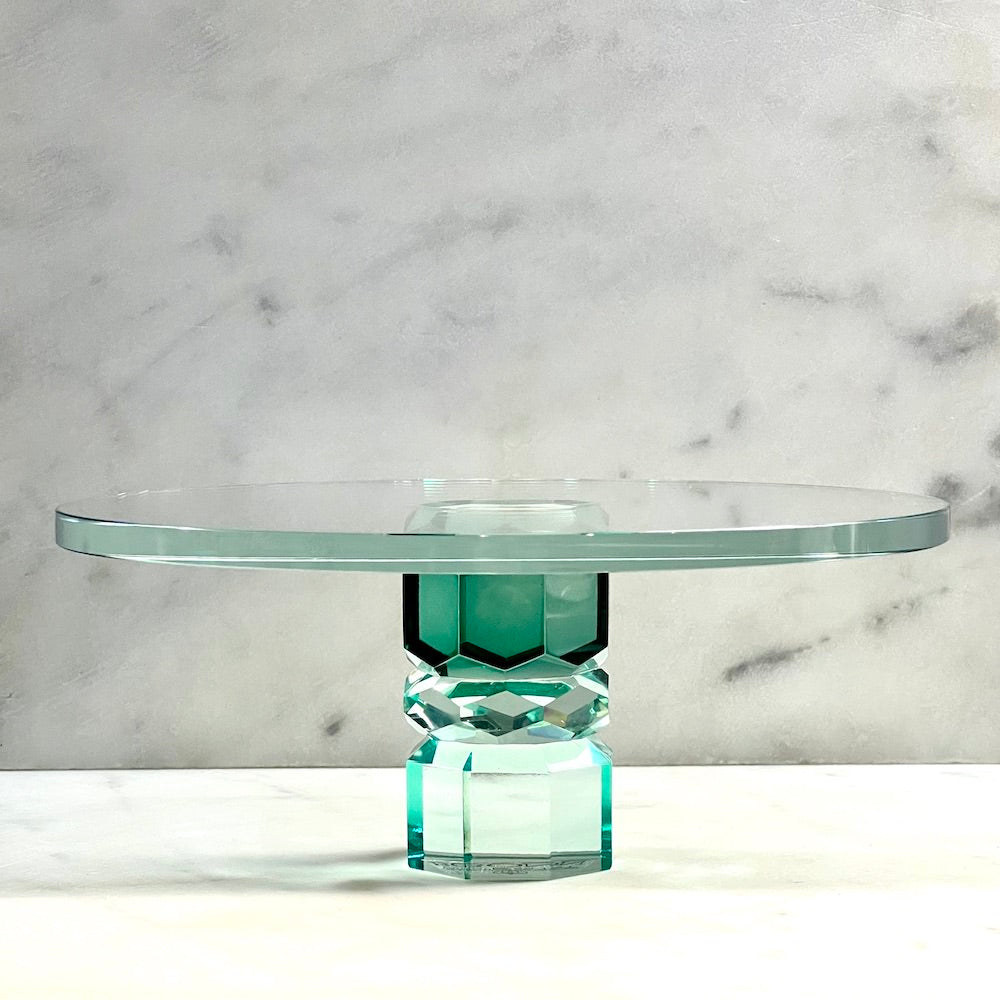 Etagere und Kuchenplatte SOFIA, Kristallglas, minze/grün/grün, 8,3xø20 cm