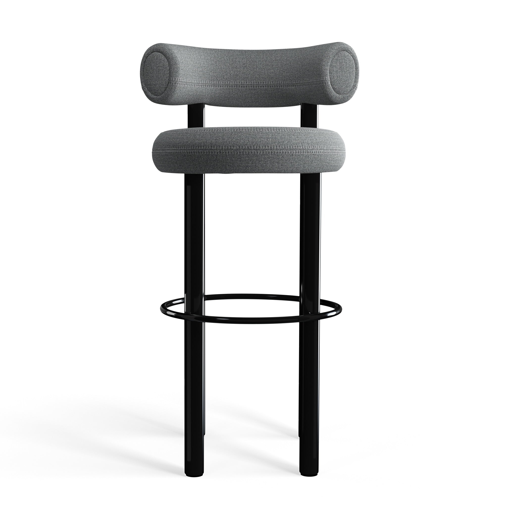 Fat Bar Stool 75 cm – Barhocker mit schwarzem Stahlgestell & Kvadrat Hallingdal Mid Grey