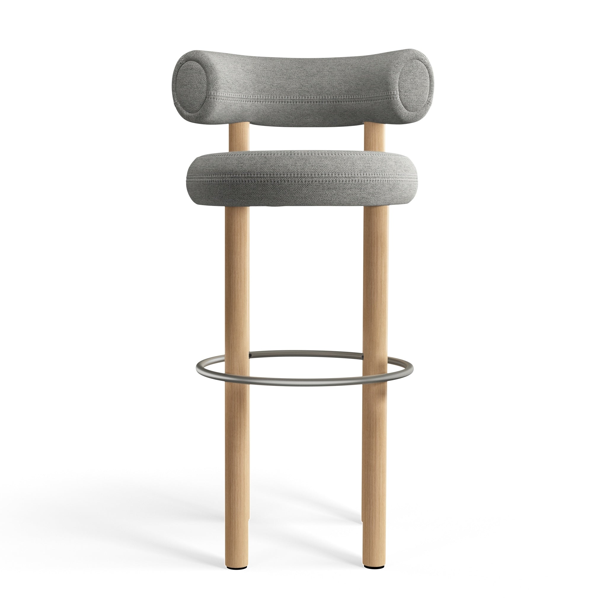 Fat Bar Stool 75 cm – Natural Wood & Kvadrat Hallingdal Light Grey