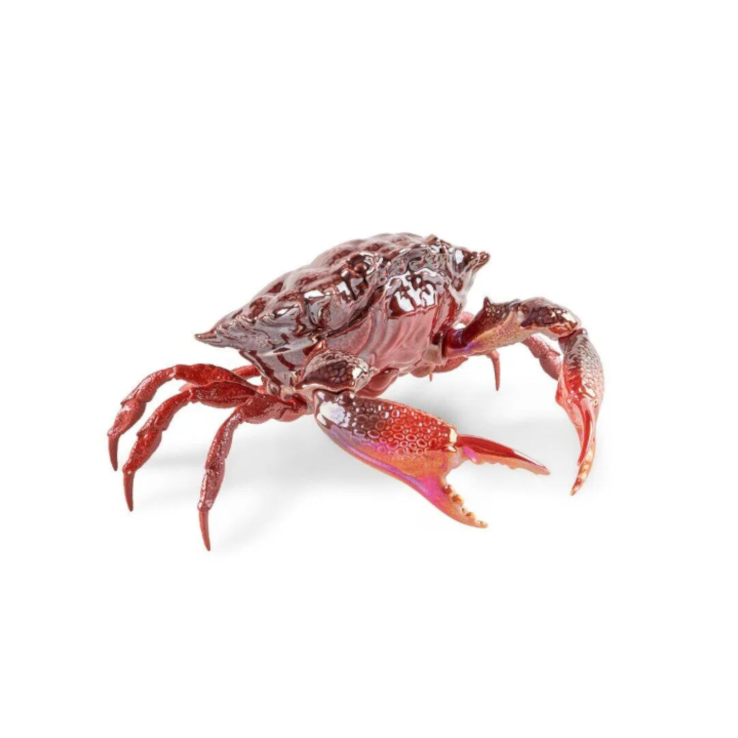 Hochwertige Porzellanskulptur eines roten Krebses mit detailreicher Oberfläche.