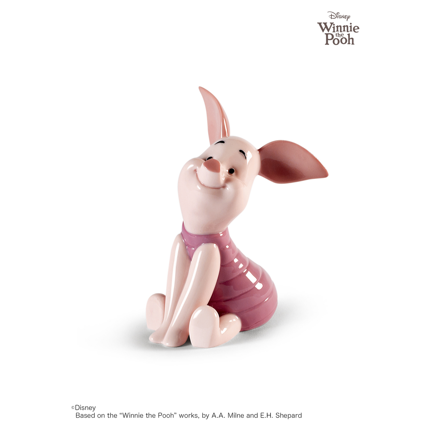 Hochwertige Porzellanfigur von Piglet mit fröhlichem Ausdruck und glänzender Oberfläche.