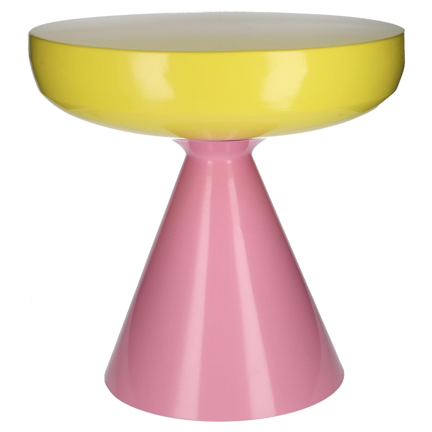 Beistelltisch GRIMAUD mit Fuß aus Metall in gelb/rosa modern