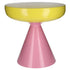 Beistelltisch GRIMAUD mit Fuß aus Metall in gelb/rosa modern