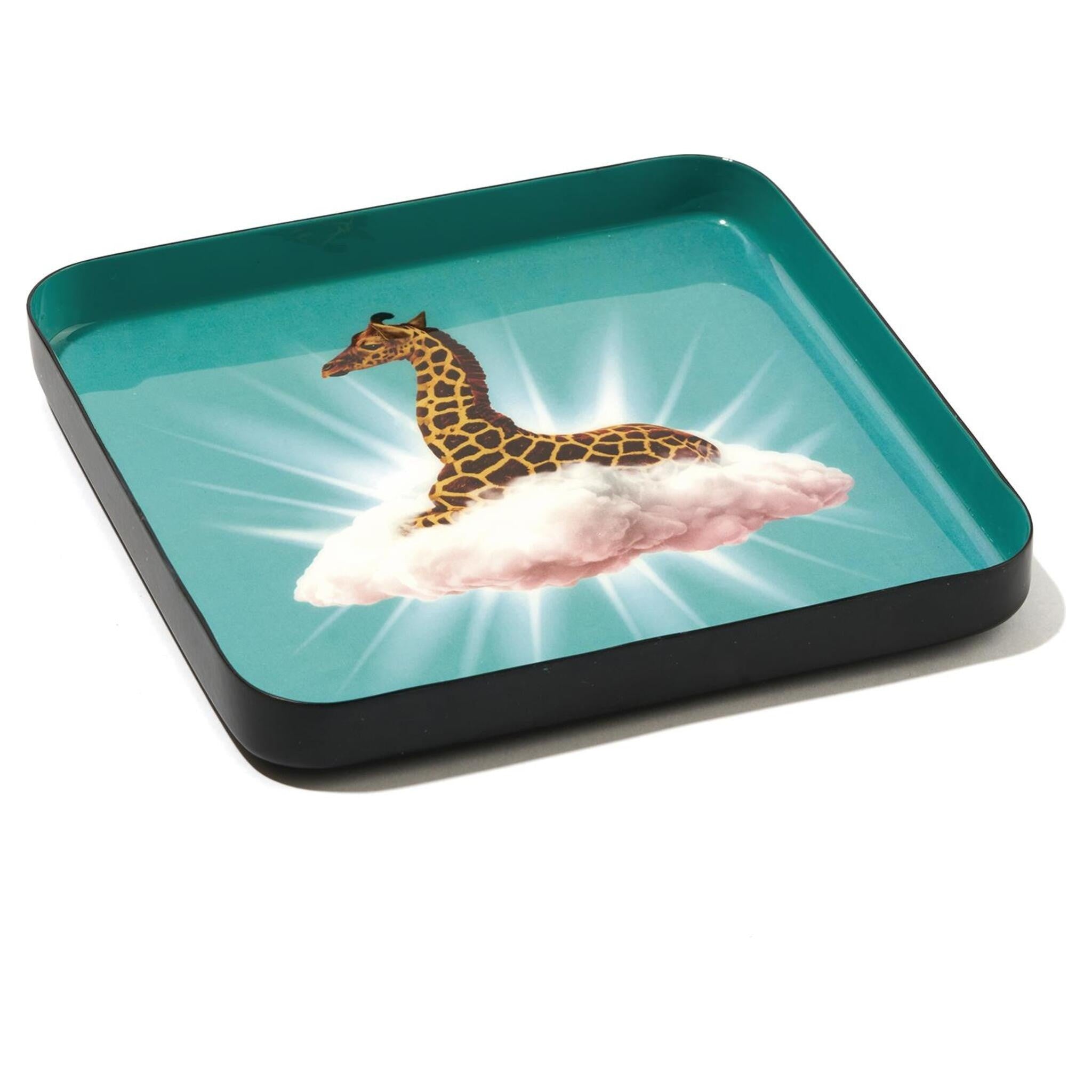 Quadratisches Ablagetablett mit surrealem Giraffenmotiv