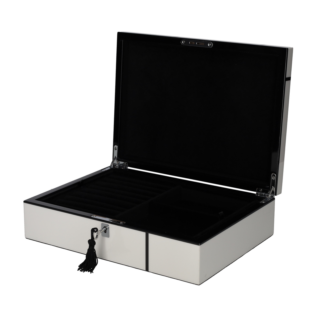 Flache Schmuckbox TANG M aus MDF in Weiß Schwarz von GiftCompany