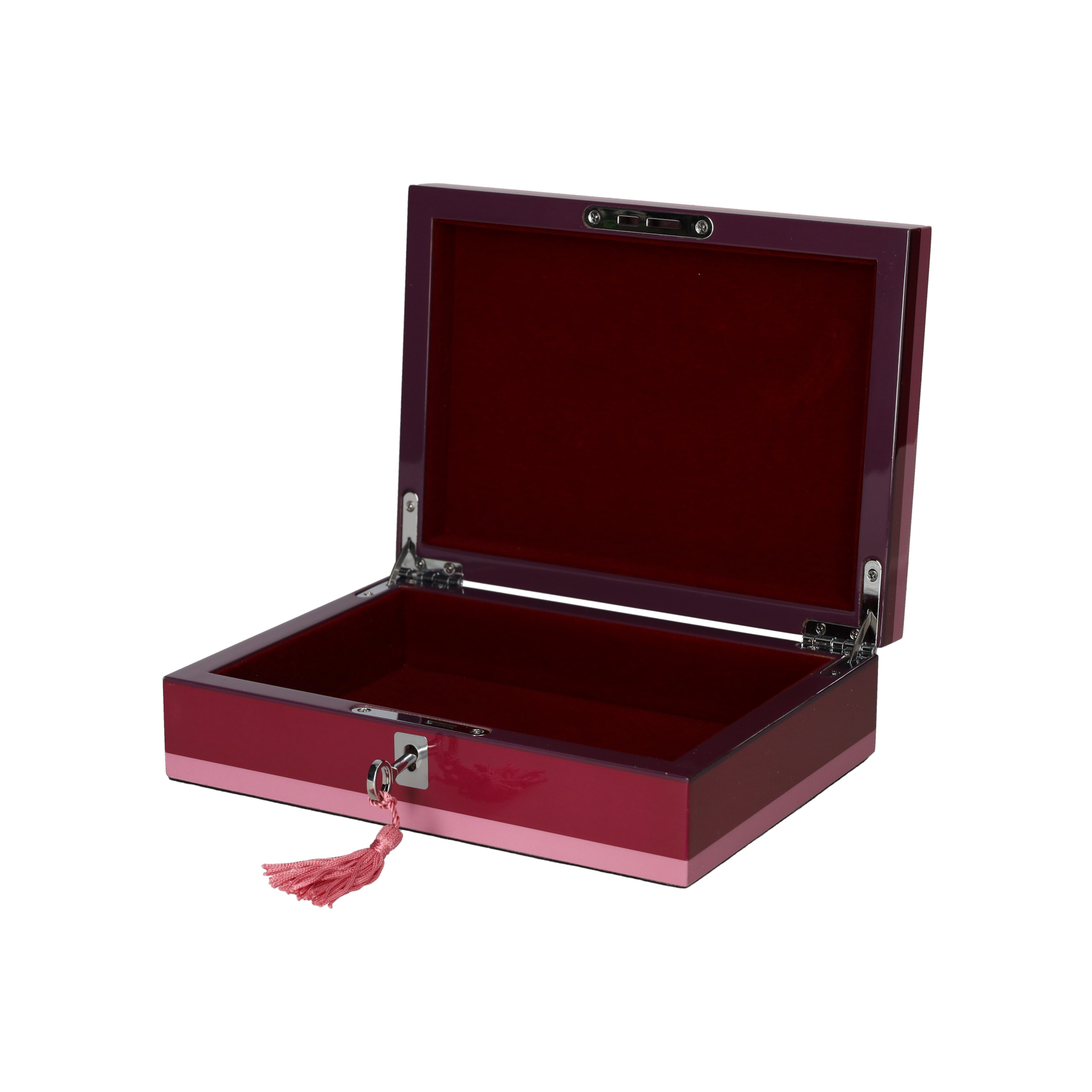 Kleine Schmuckbox TANG in Rosa Beere mit glänzender Oberfläche