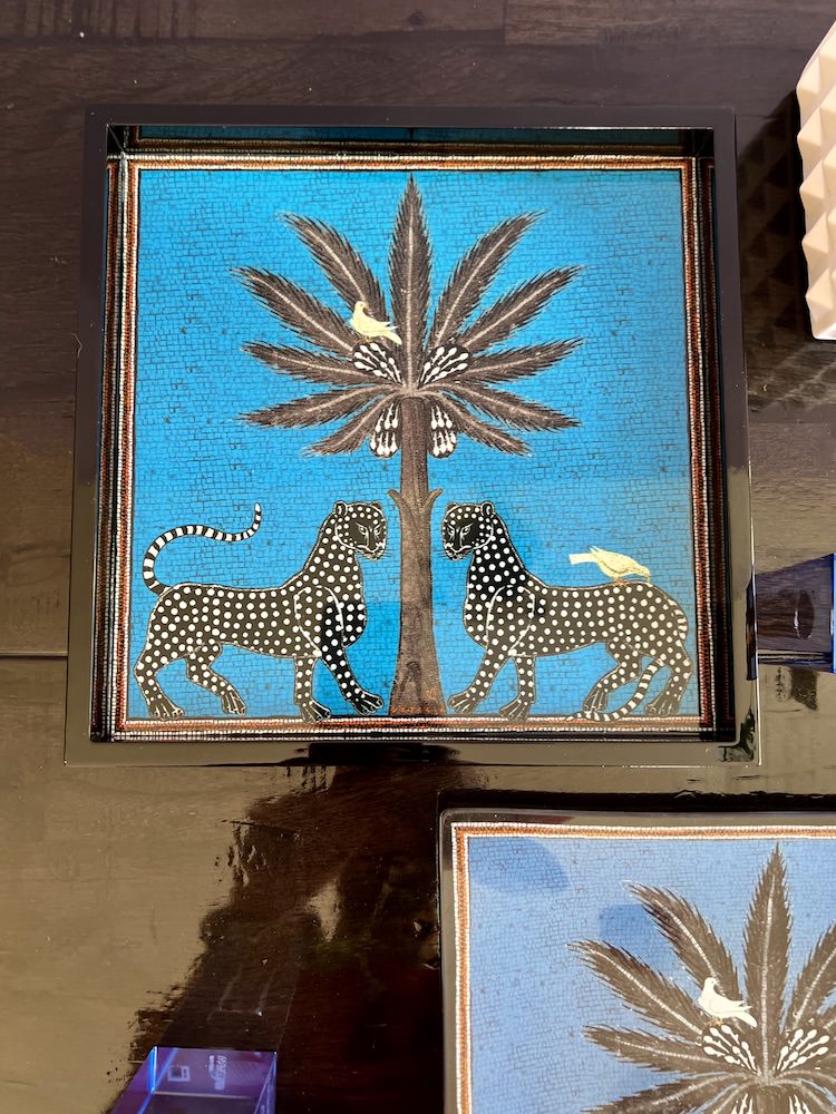 Glasteller & Lacktablett MOSAICO blau