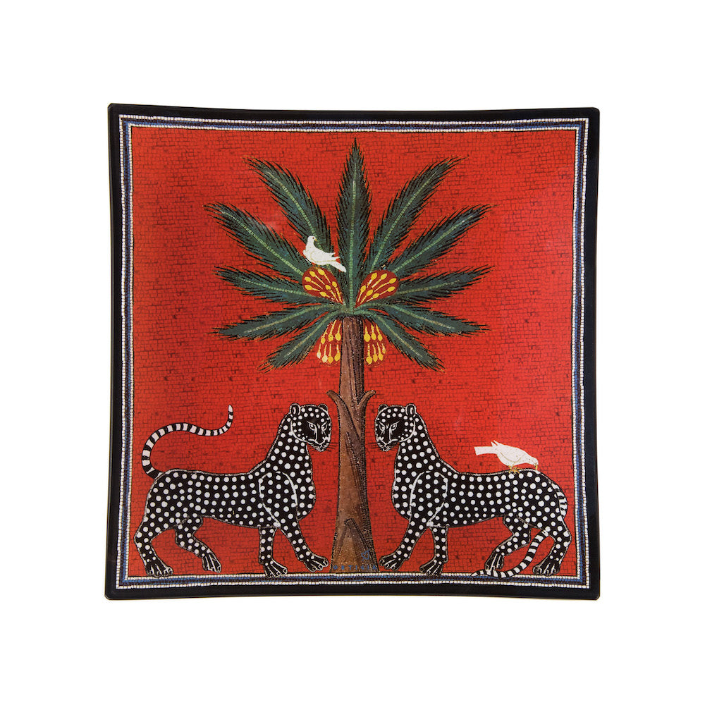 Glasteller MOSAICO rot / quadratisch 11x11 cm