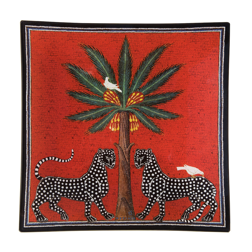 Glasteller MOSAICO rot / quadratisch 18x18 cm