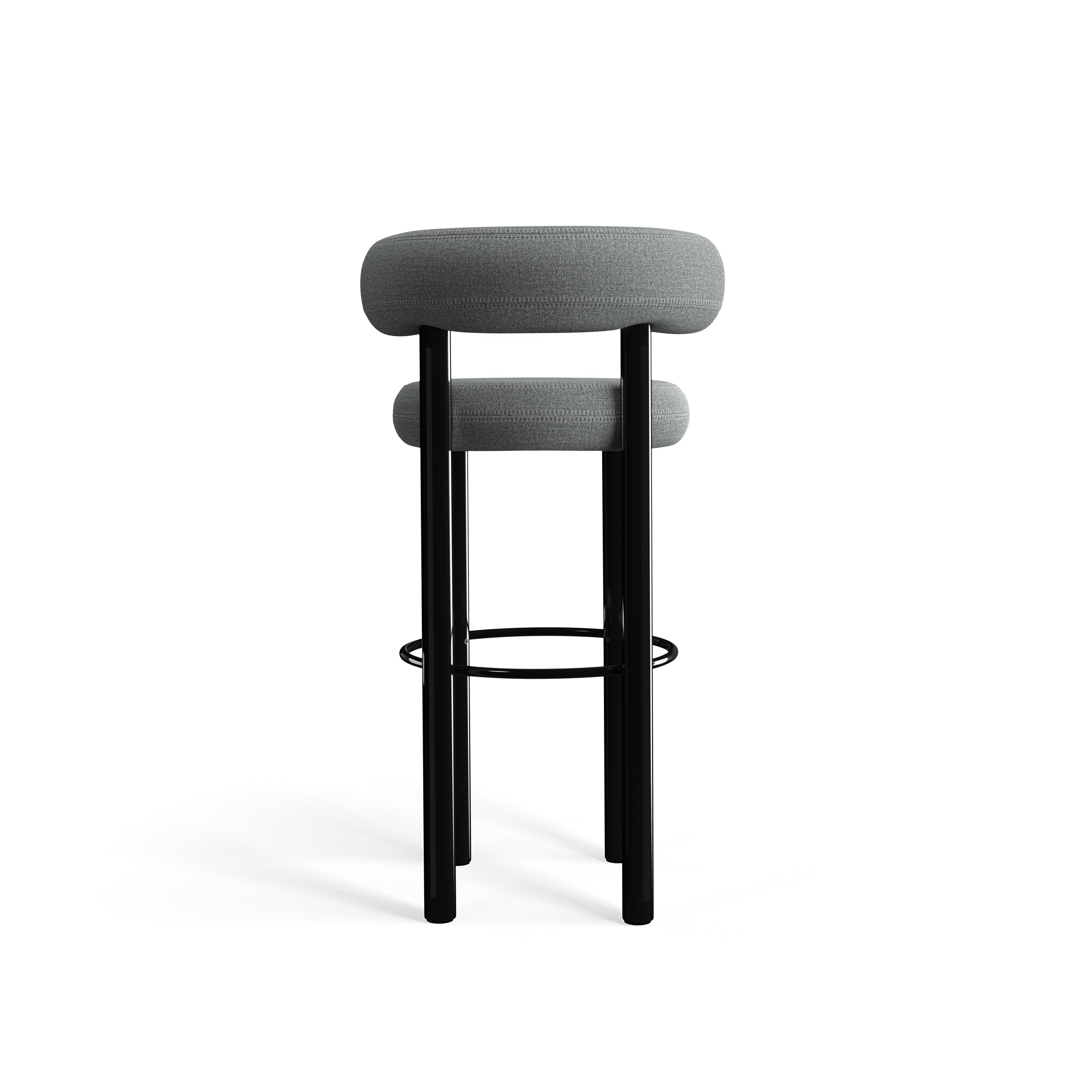 Fat Bar Stool 75 cm – Barhocker mit schwarzem Stahlgestell & Kvadrat Hallingdal Mid Grey von Tom Dixon
