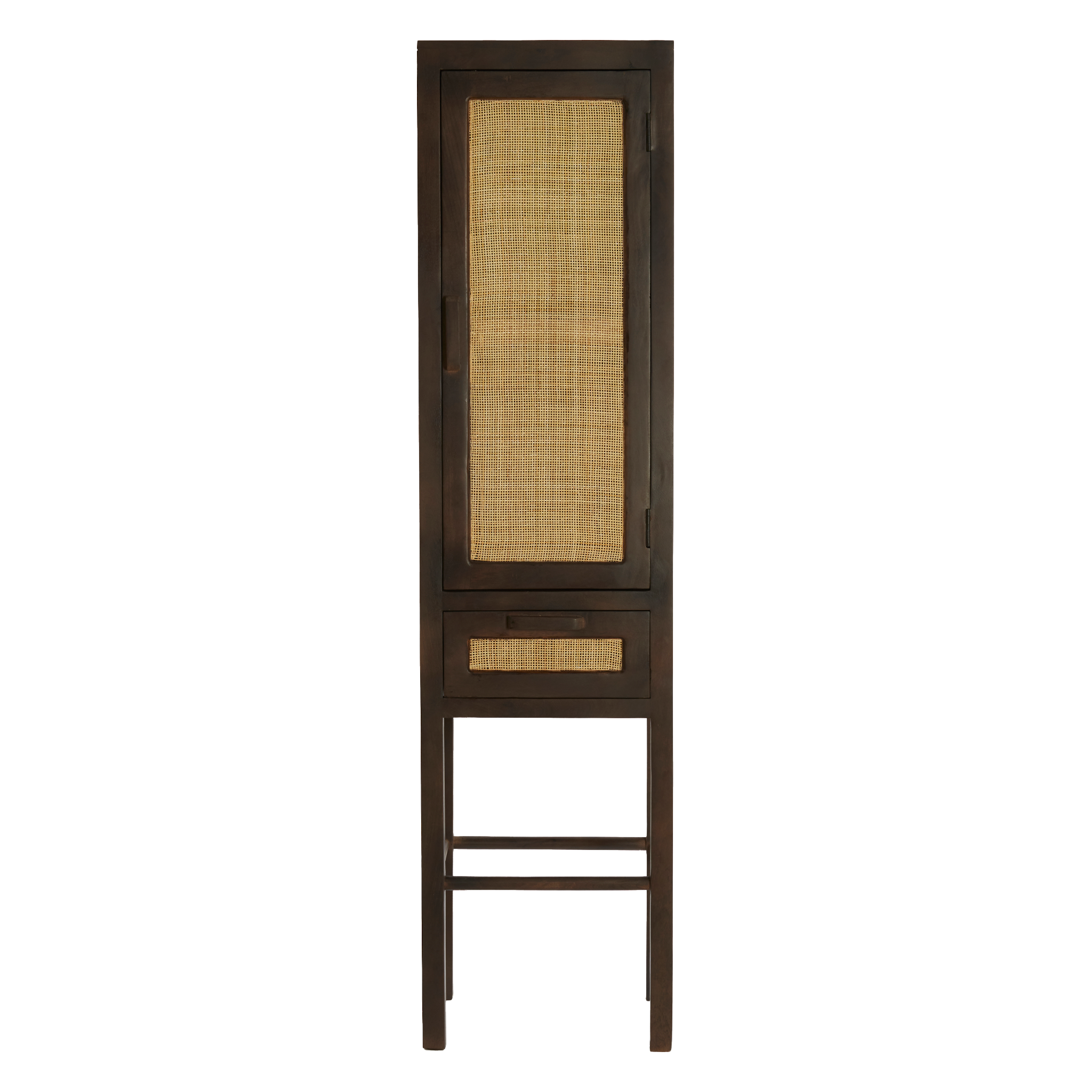 Dunkelbrauner Holzschrank mit Schublade, rechteckig
