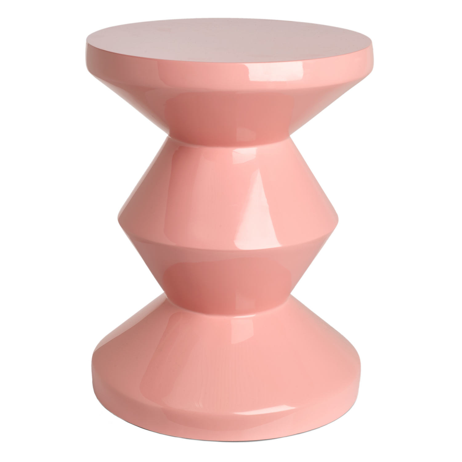 ZIG ZAG Hocker in hellrosa Lackoptik mit geometrischer Silhouette